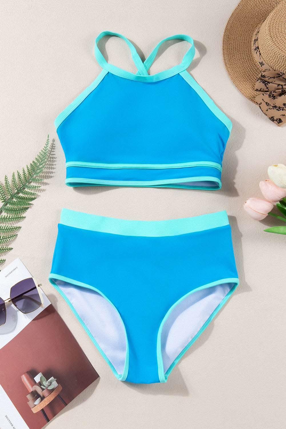 Stylish blue high-waisted bikini - Love Salve
